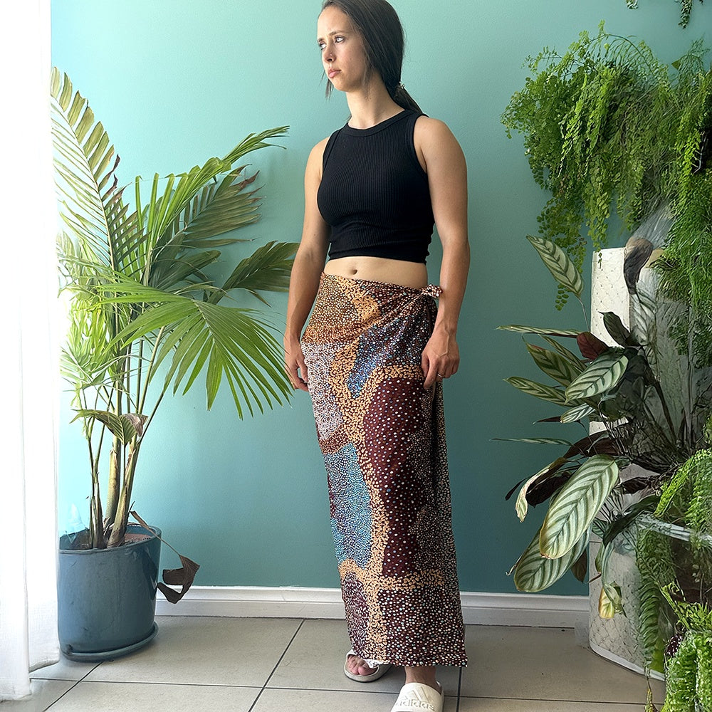 Aboriginal Art Organic Cotton Sarong by Lynette Nangala Brown