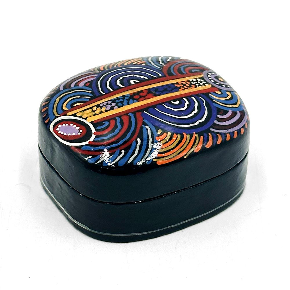 Aboriginal Art Medium Lacquer Box by Nora Nyutjanka Davidson