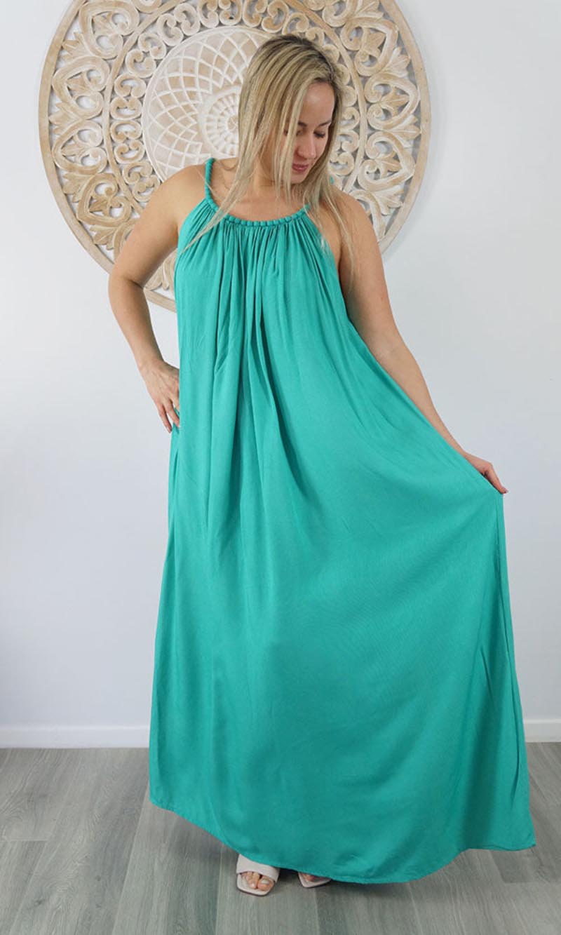 Rayon Dress Delta Long Plain Colours