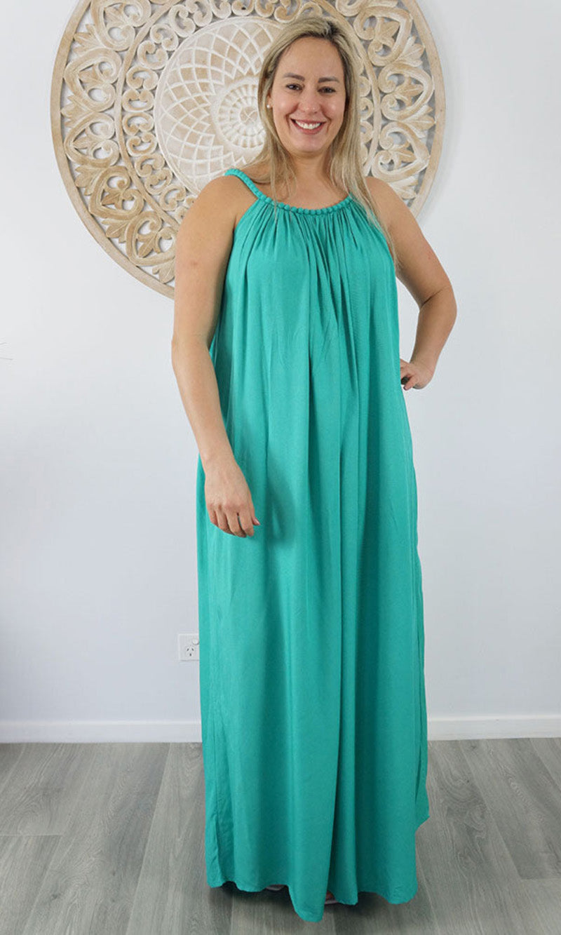 Rayon Dress Delta Long Plain Colours