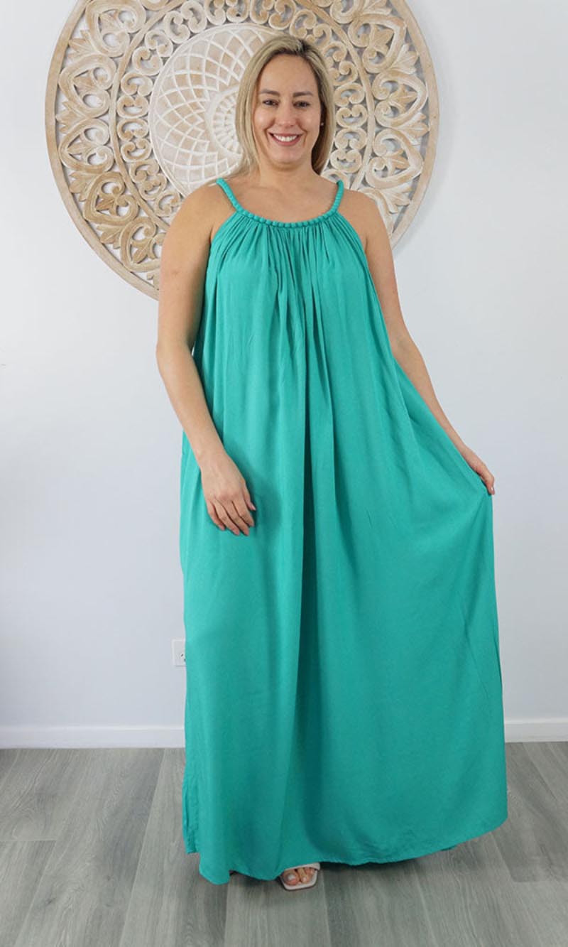 Rayon Dress Delta Long Plain Colours