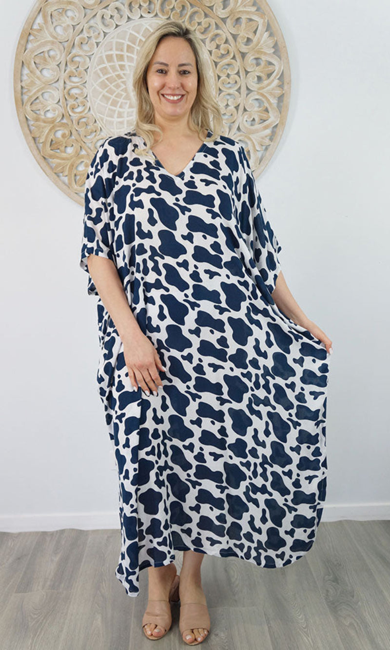 Rayon Kaftan Long Abstract Animal, More Colours