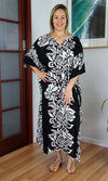 Rayon Kaftan Long Florida Black