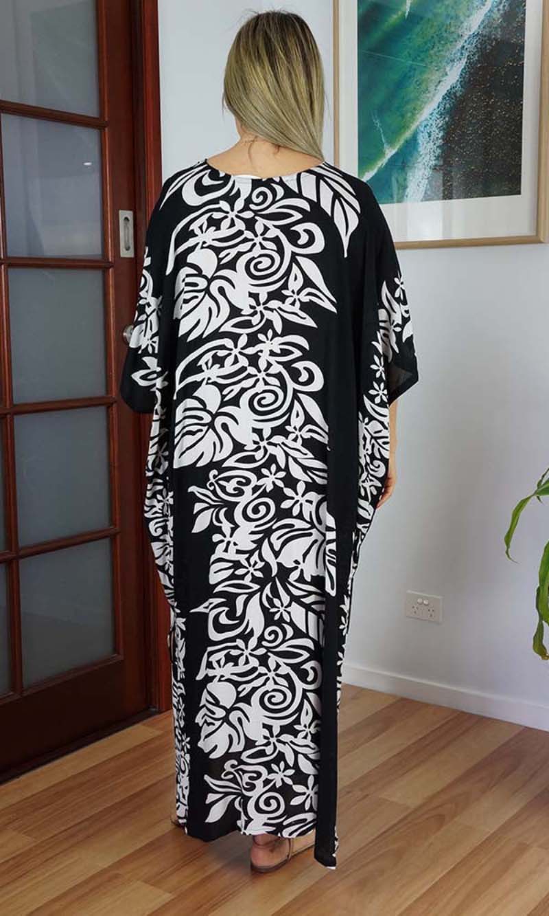 Rayon Kaftan Long Florida Black