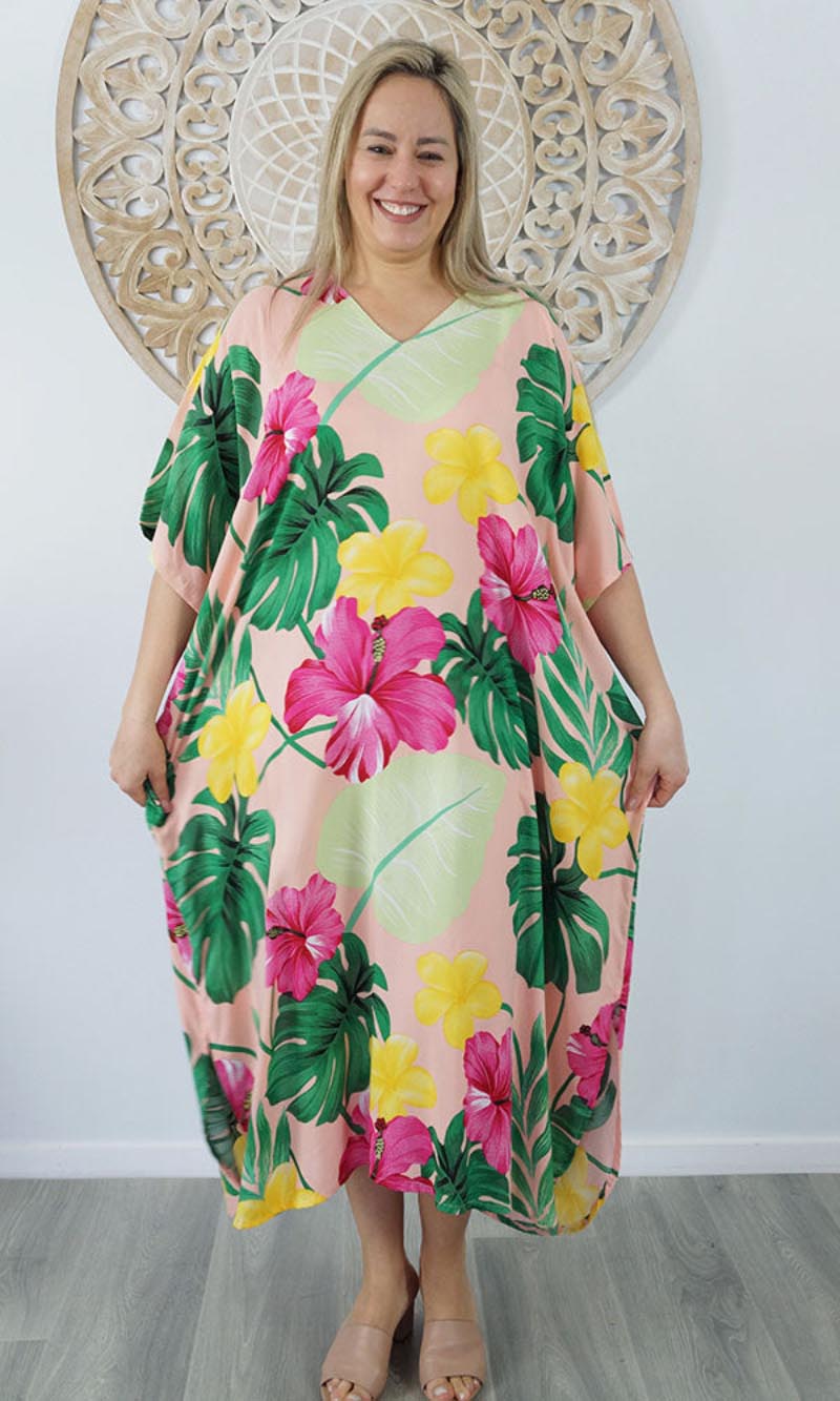 Rayon Premium Kaftan Long Flores, More Colours