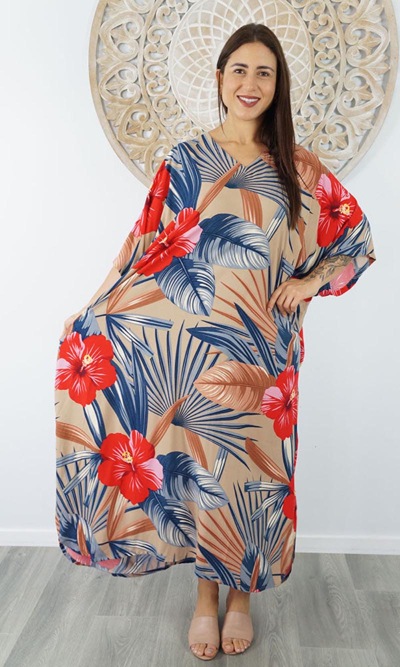 Rayon Premium Kaftan Long Bloom, More Colours