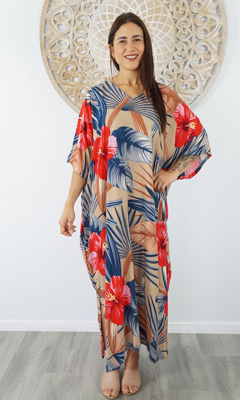 Rayon Premium Kaftan Long Bloom, More Colours