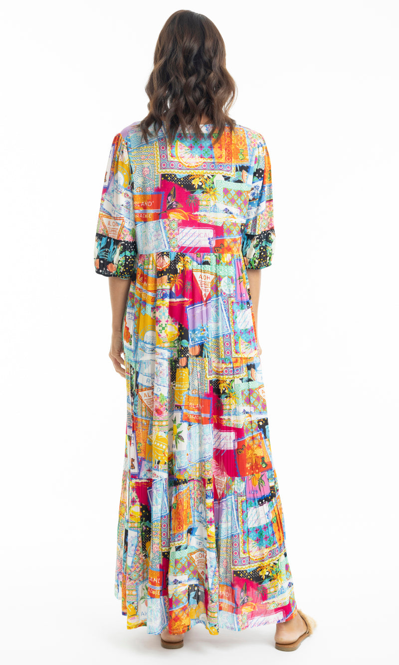 Rayon Dress Maxi with V Neckline Lana