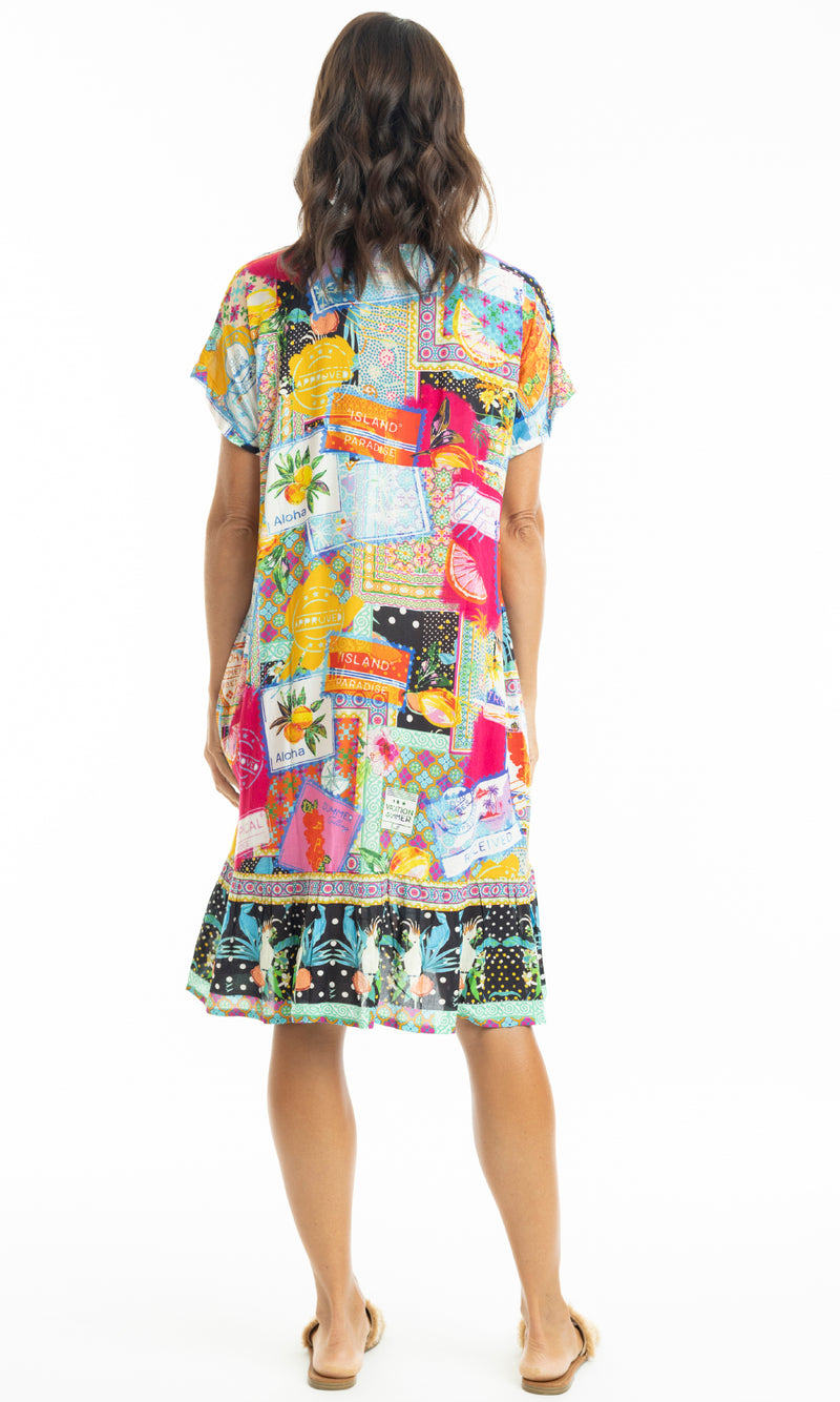 Rayon Dress Shift Short Sleeve Lana