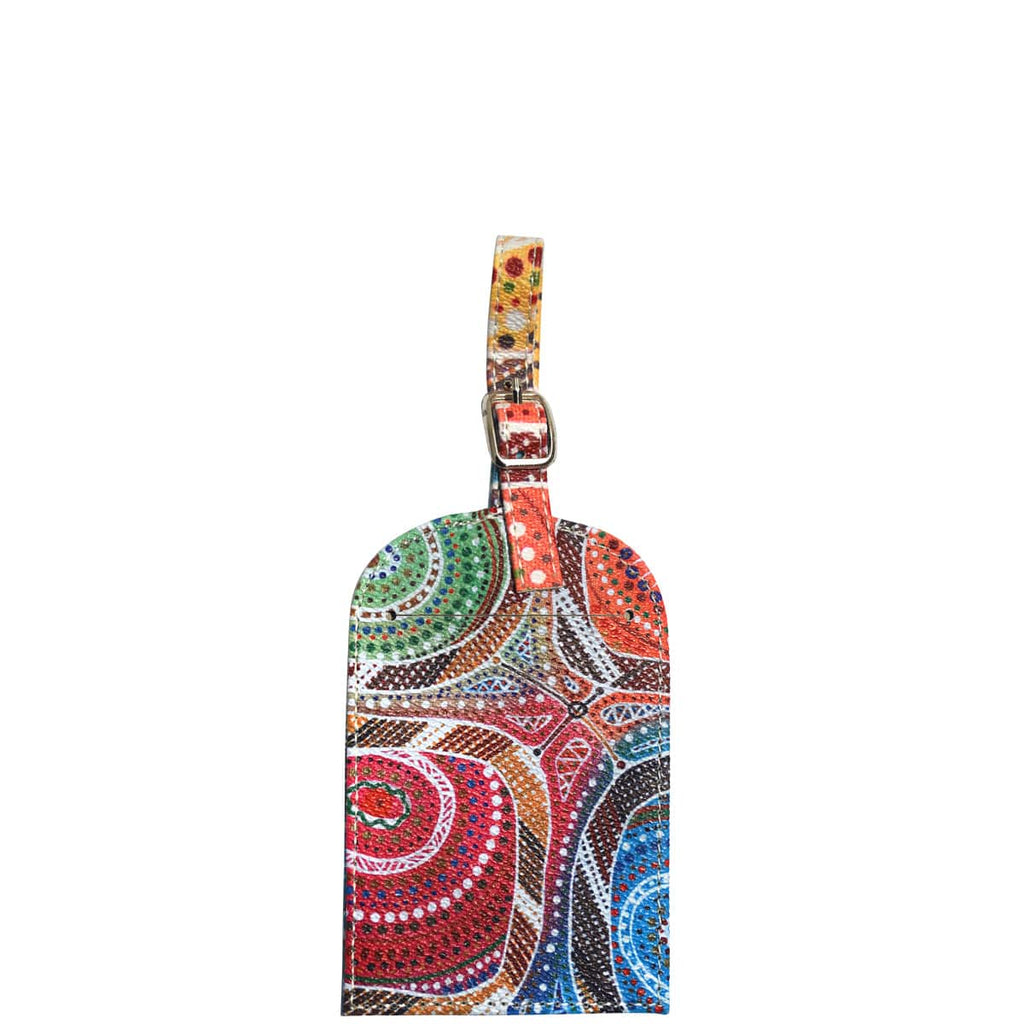 Aboriginal Art Leather Look Luggage Tag Elements - Gift Packed