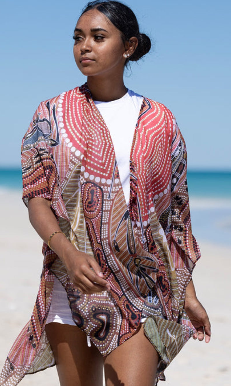 Aboriginal Art Chiffon Shawl Leaving Footprints