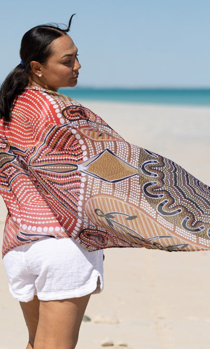 Aboriginal Art Scarf Leaving Footprints