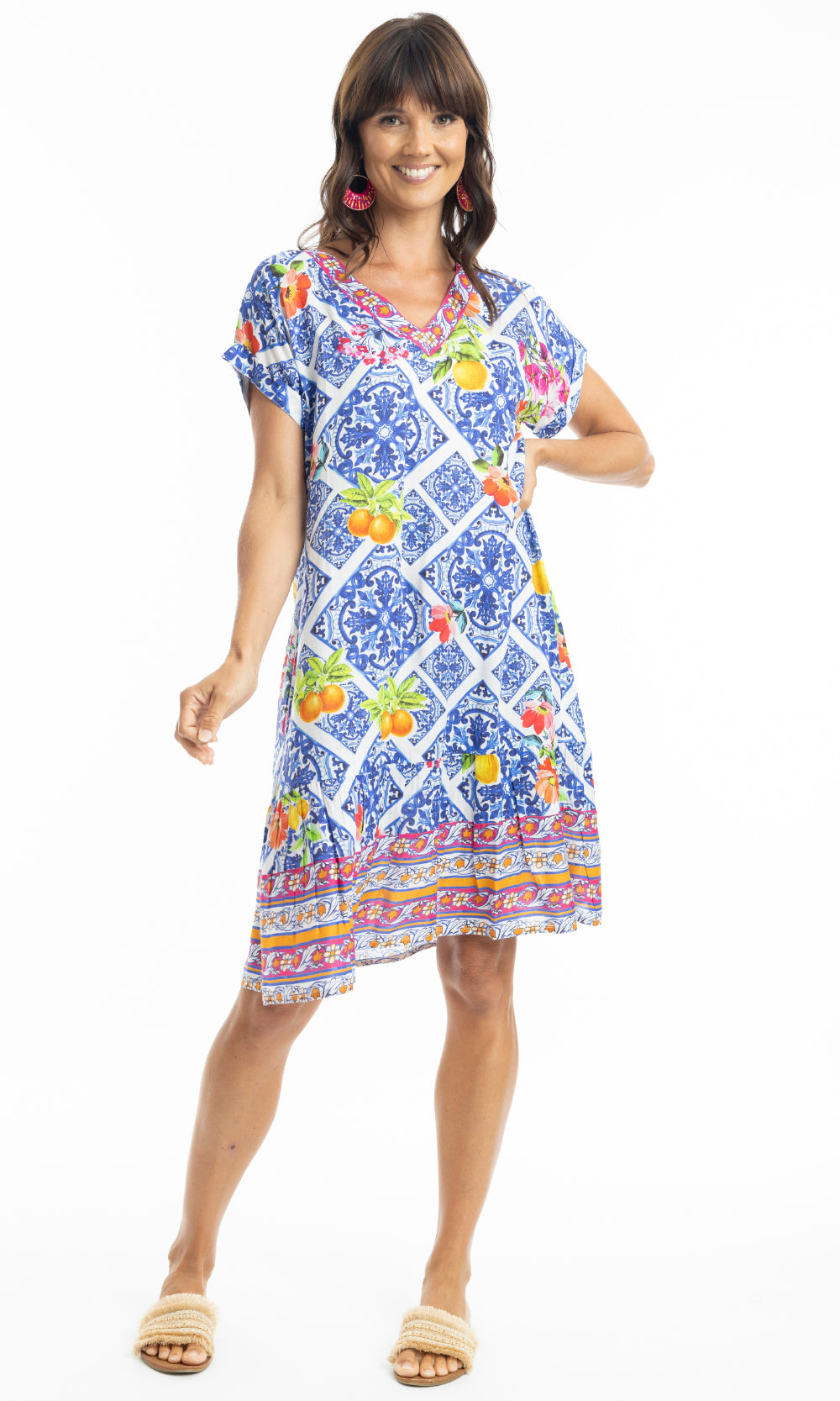 Rayon Dress Shift with Frill Hem Lilah