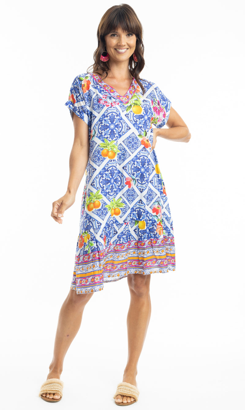 Rayon Dress Shift with Frill Hem Lilah