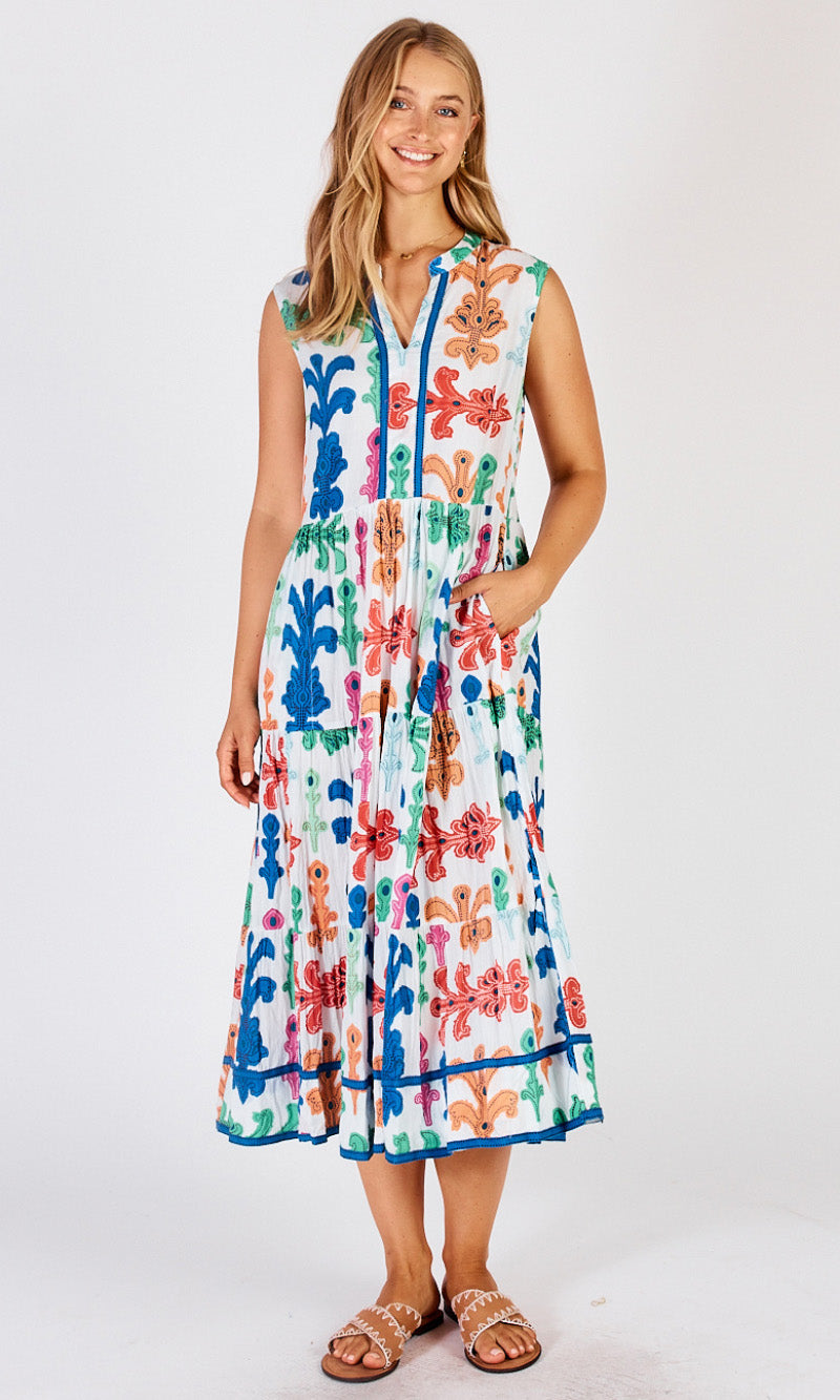 Cotton Midi Dress Sleeveless Olivia, More Colours