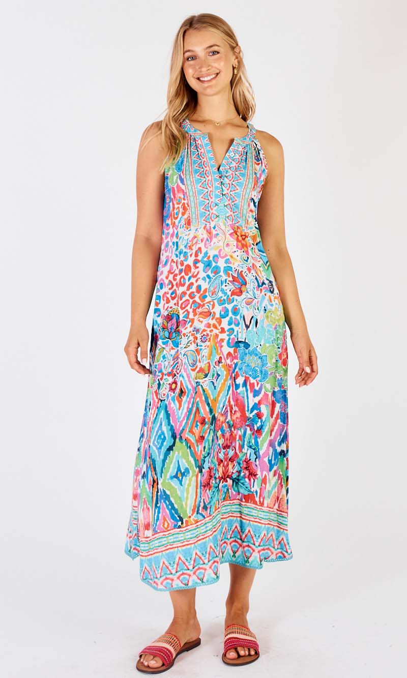 Rayon Dress Maxi Rumi Lagoon