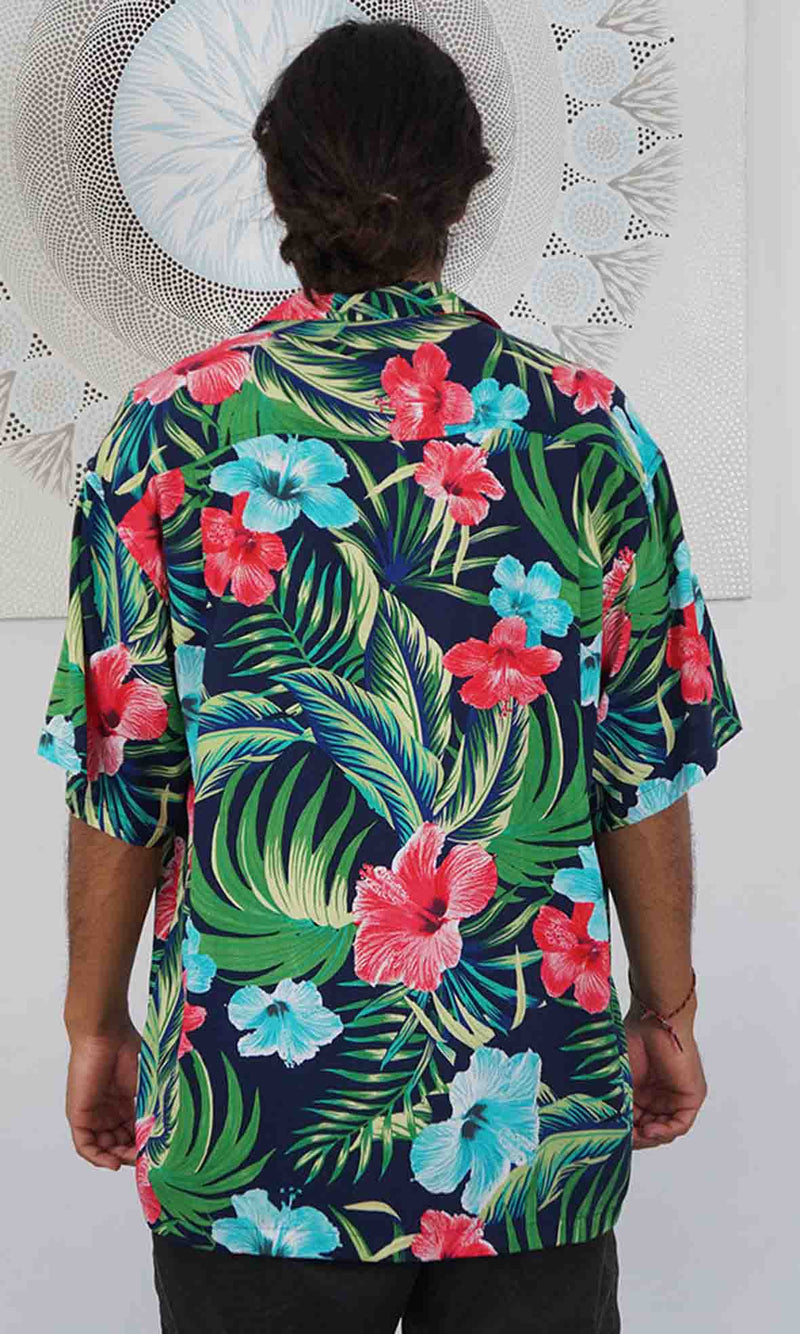 Rayon Hawaiian Shirt Makaha Navy