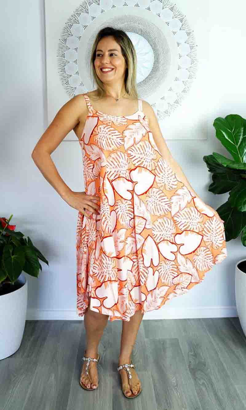 Rayon Dress Montego Leaves, More Colours
