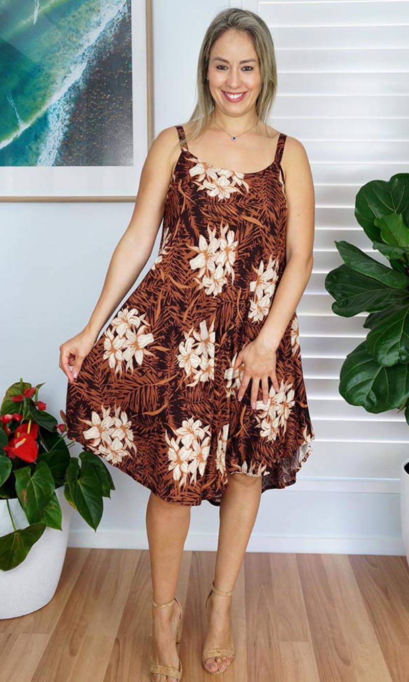 Rayon Dress Montego Orchids Brown