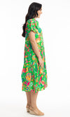 Cotton Dress Collar Midi Madurai Green