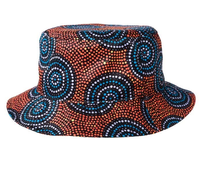 Aboriginal Art Bucket Hats Mickaela Lankin, Two Sizes Available