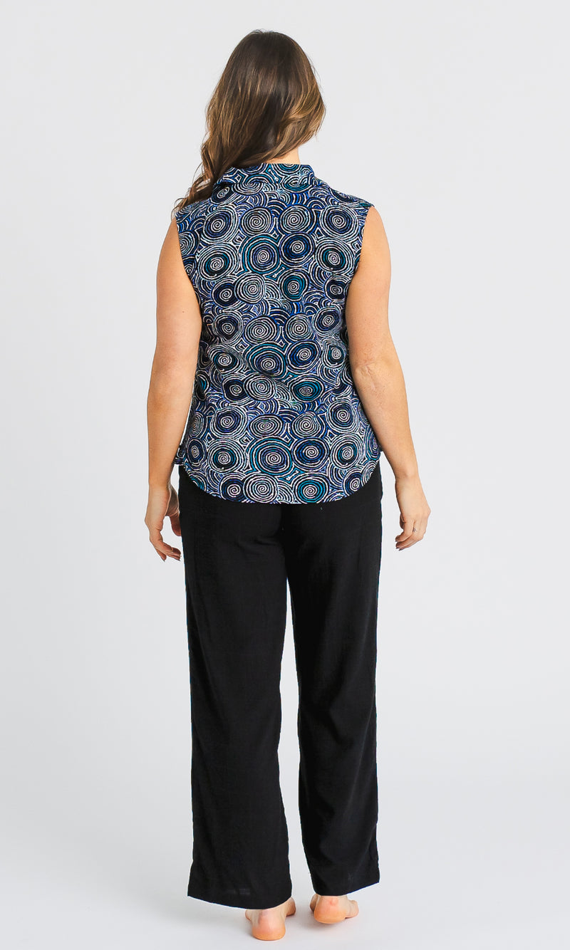 Bamboo Ladies Shirt Sleeveless Aboriginal Art, More Prints