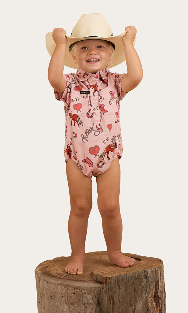Mini Cowboy/Cowgirl Babies Short Sleeve Work Shirt Romper, More Colours