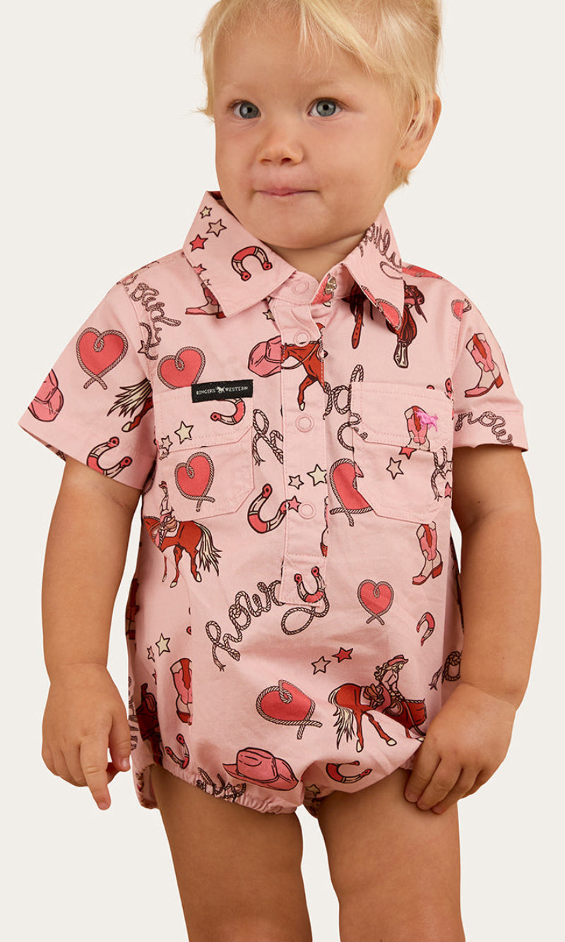 Mini Cowboy/Cowgirl Babies Short Sleeve Work Shirt Romper, More Colours
