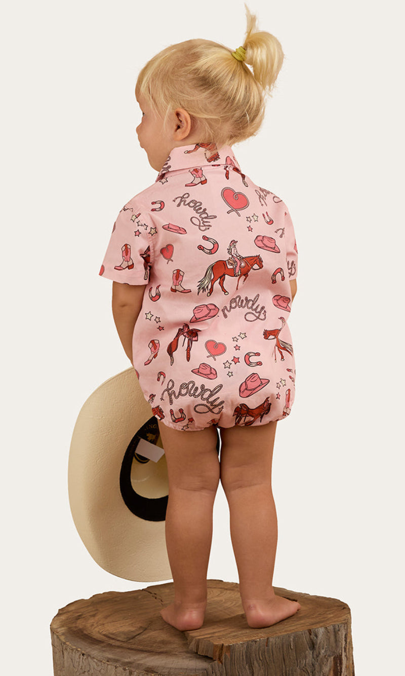 Mini Cowboy/Cowgirl Babies Short Sleeve Work Shirt Romper, More Colours