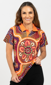 Aboriginal Art Ladies Fitted Polo Miyagan