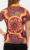 Aboriginal Art Ladies Fitted Polo Miyagan