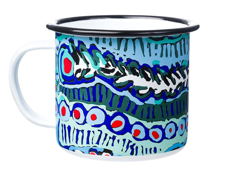 Aboriginal Art Enamel Mug Murdie Morris Blue