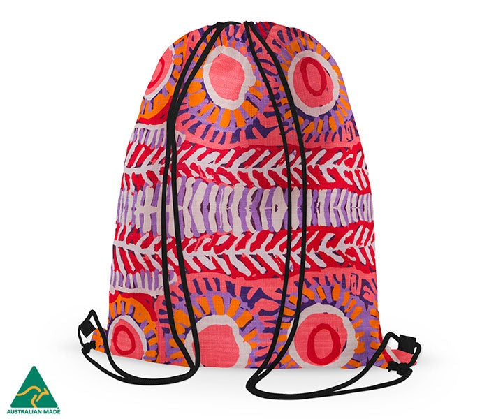 Aboriginal Art Drawstring Bag Murdie Morris Red