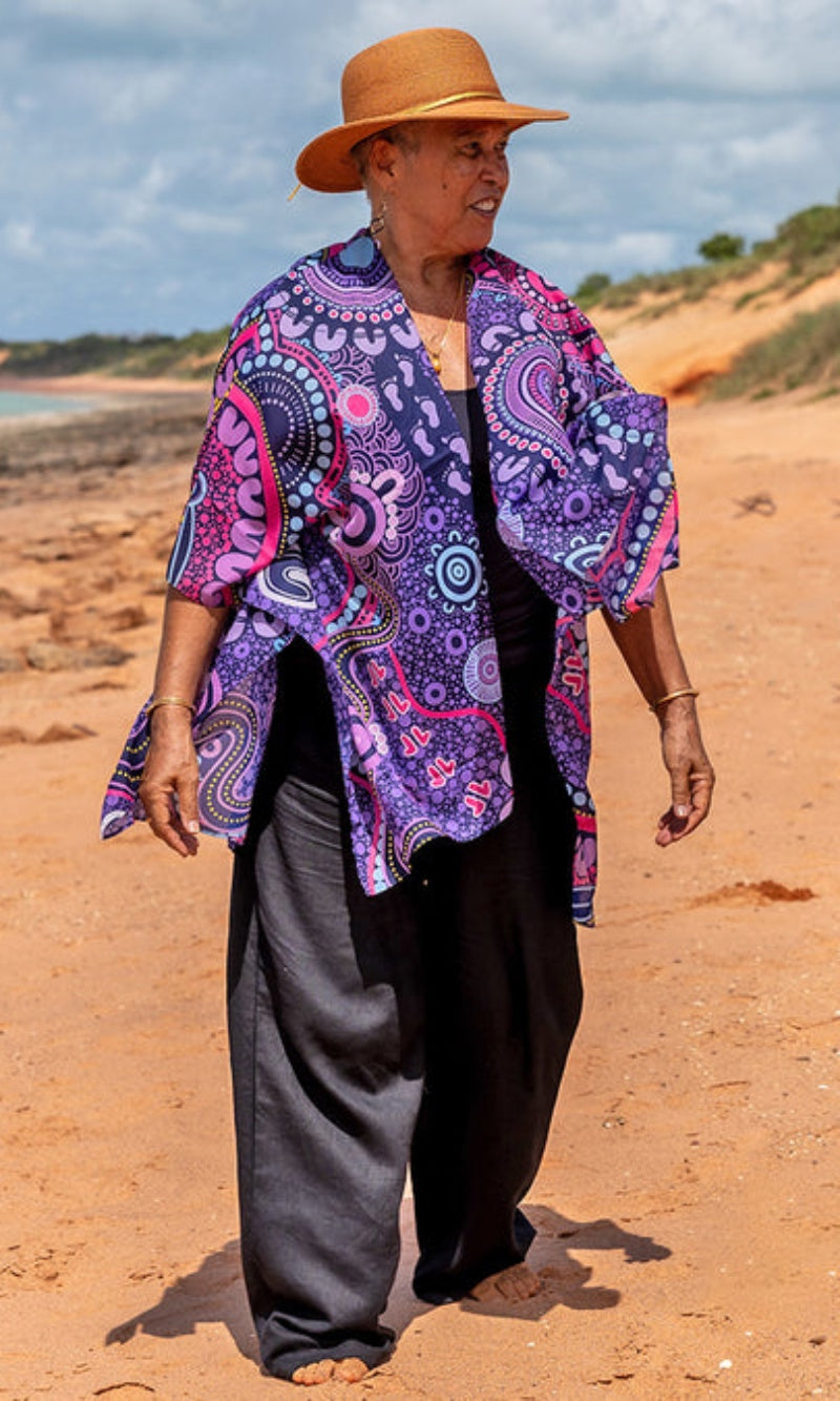 Aboriginal Art Chiffon Shawl Muru to Our Biriwal (Pathway To Our Future)