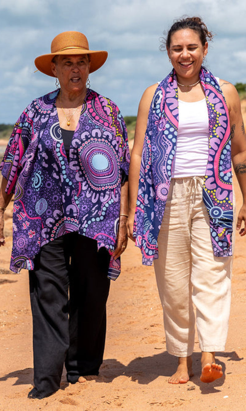Aboriginal Art Chiffon Shawl Muru to Our Biriwal (Pathway To Our Future)