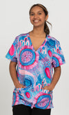 Aboriginal Art Ladies Three Pocket Scrub My Journey