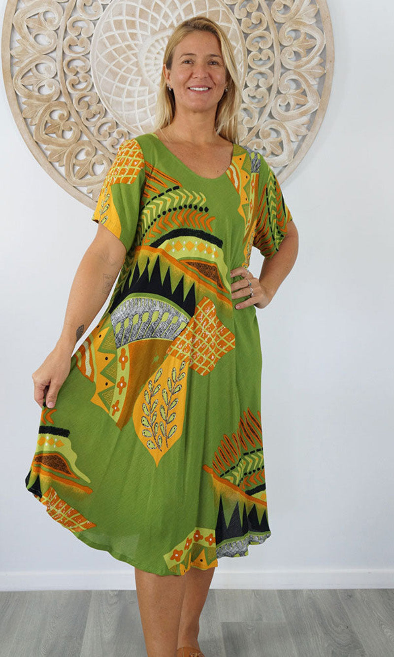 Rayon Dress Newport Aztec, More Colours