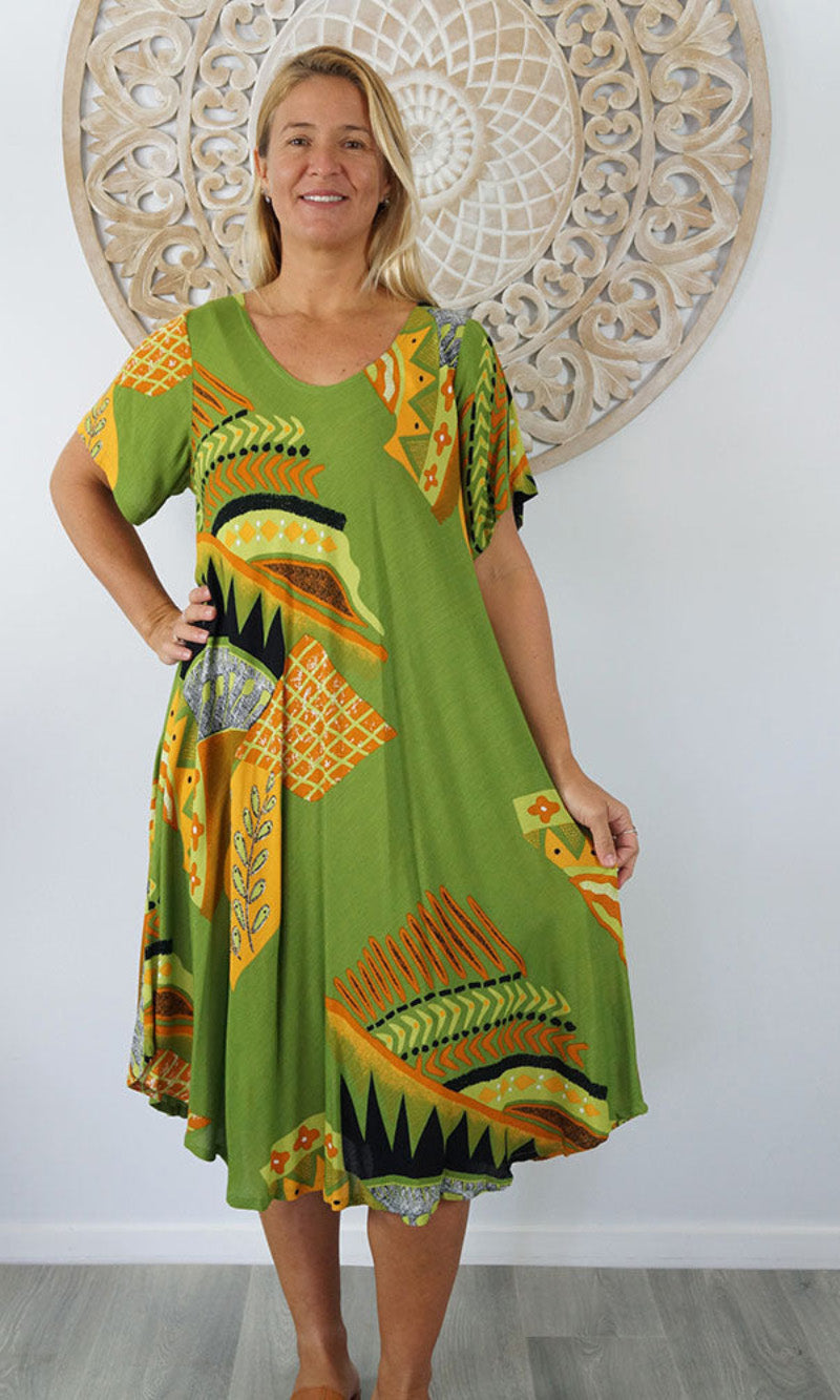 Rayon Dress Newport Aztec, More Colours