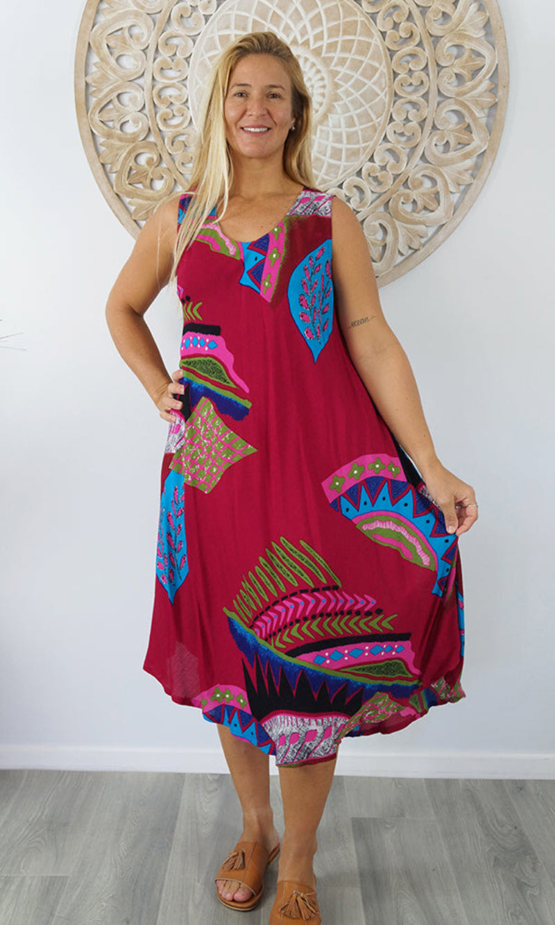 Rayon Dress Niche Aztec, More Colours