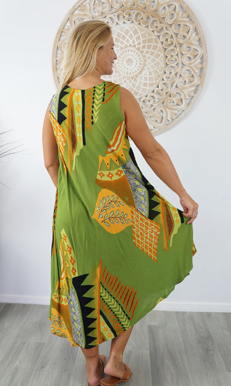 Rayon Dress Niche Aztec, More Colours