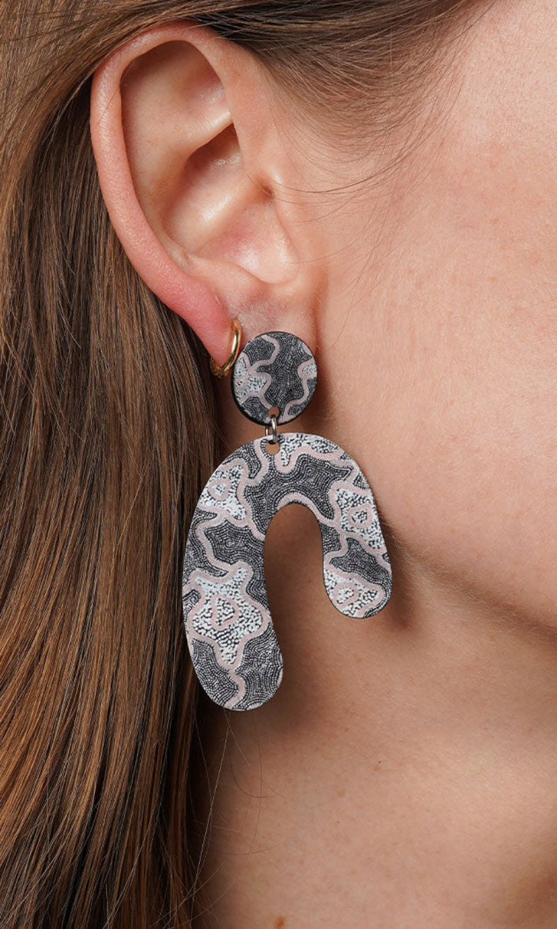 Aboriginal Art Earrings Ngapa Puyurru