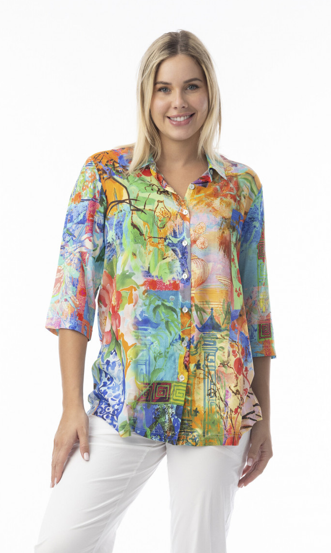 Rayon Shirt Collared Digital Print Oriental