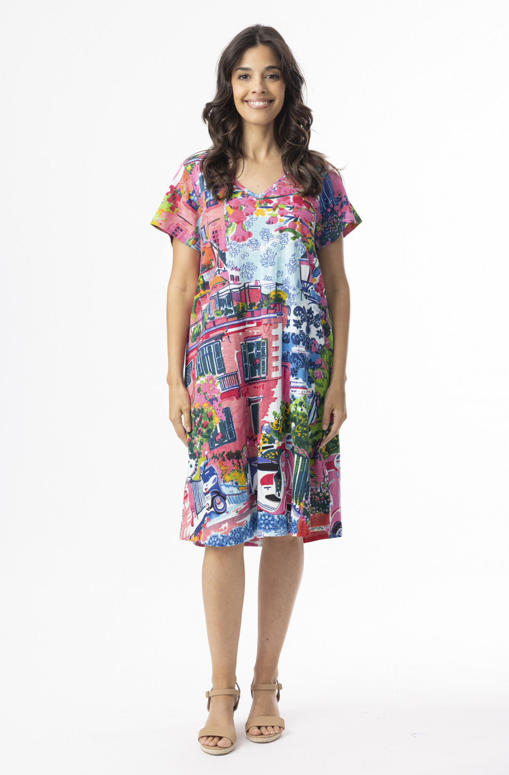 Cotton Knit Contempory Dress Short Sleeve Scooter