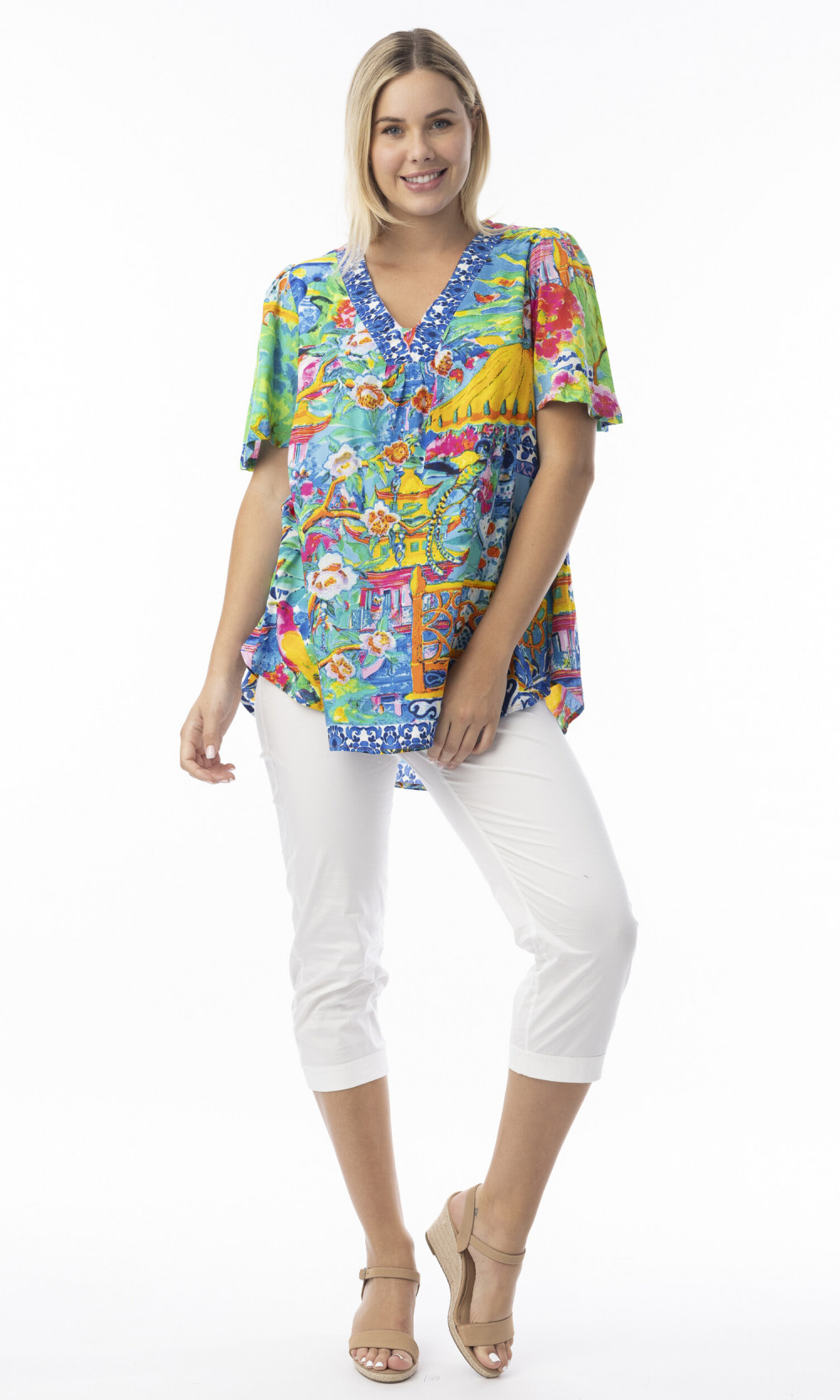 Rayon Top Okayama V Flair Sleeve