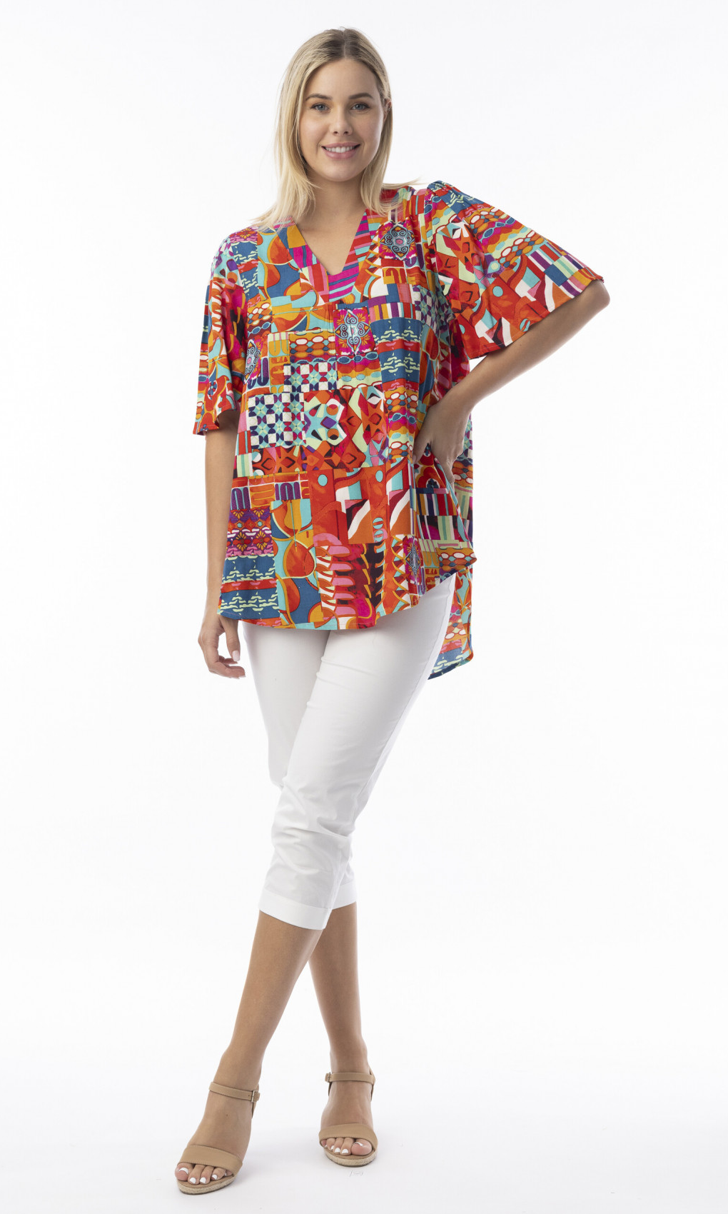Rayon Top Peru V Flair Sleeve