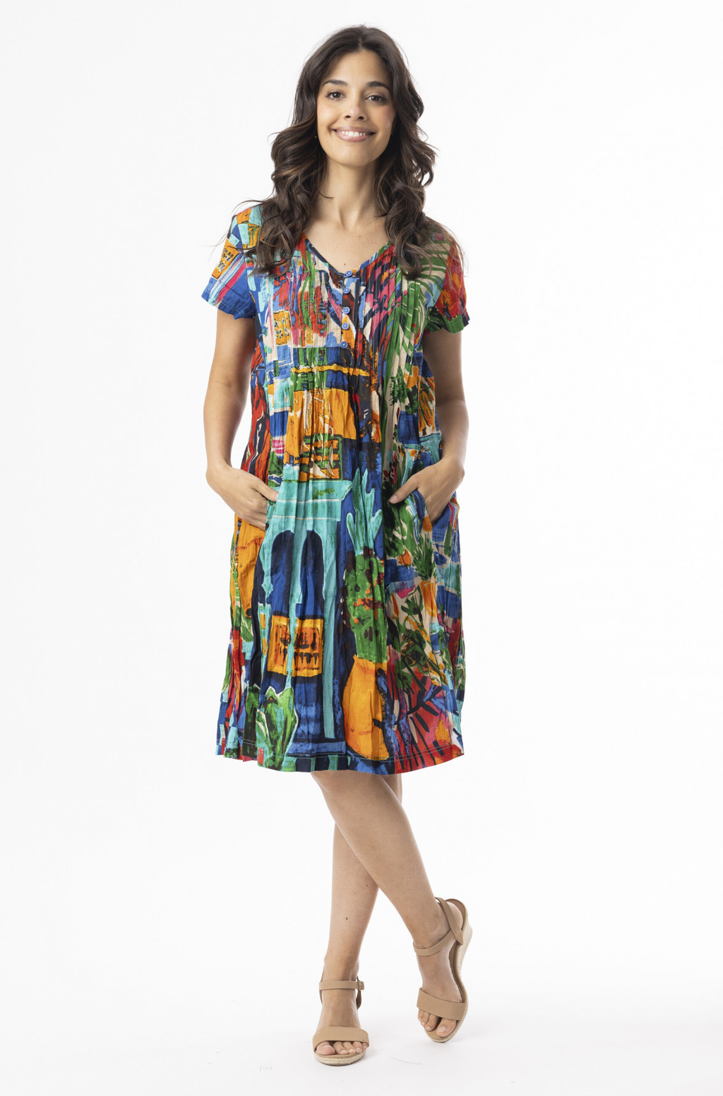 Crinkle Cotton Easy Fit Dress Oasis