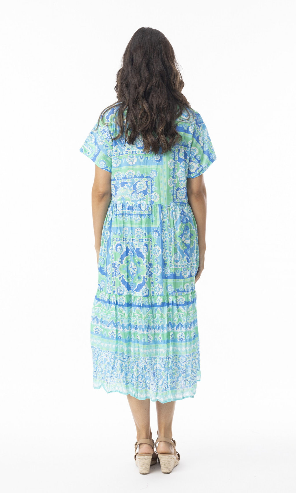 Cotton Dress Collar Layers Montevideo Aqua