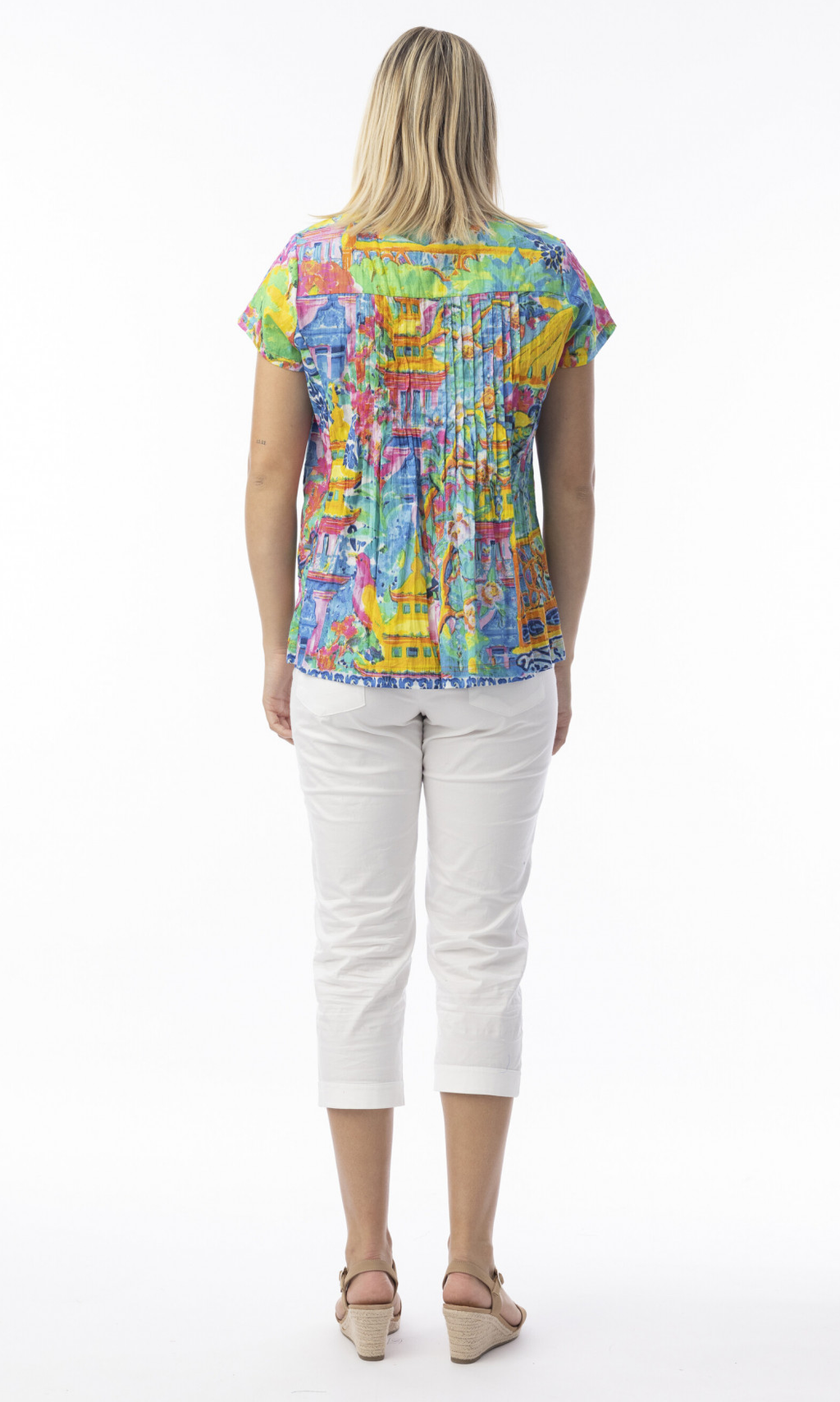 Cotton Top Pleated Short Sleeve Okayama Main