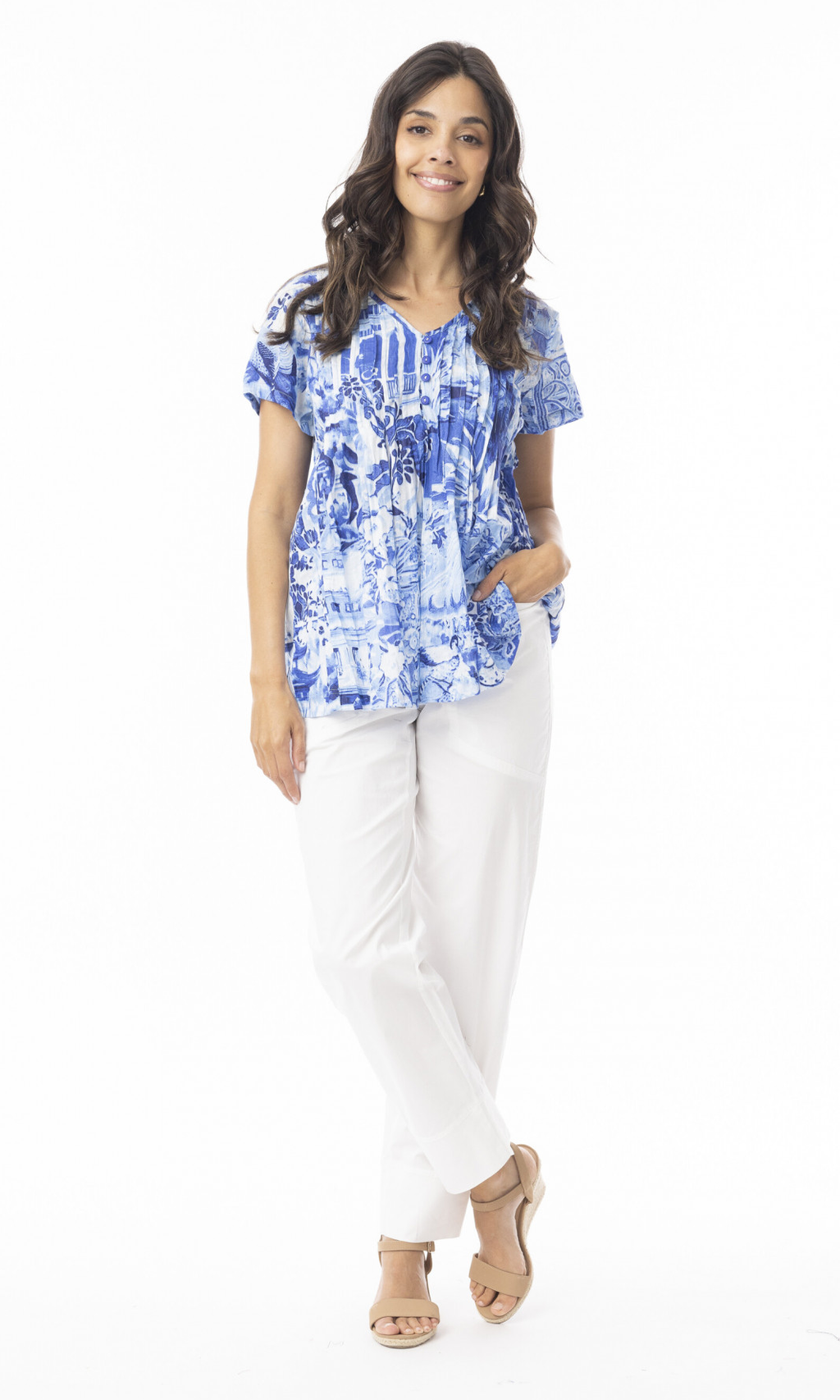 Cotton Top Pleated Short Sleeve Okayama Second