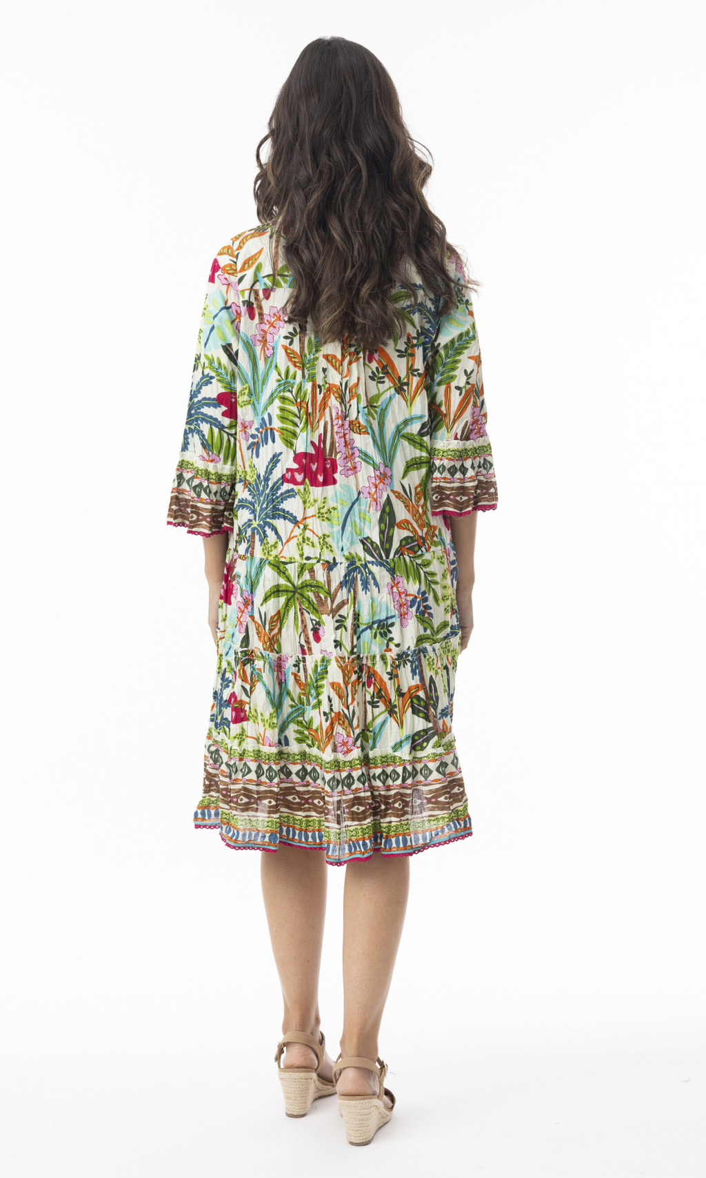 Cotton Dress Layers Frill Sleeve Ovahe